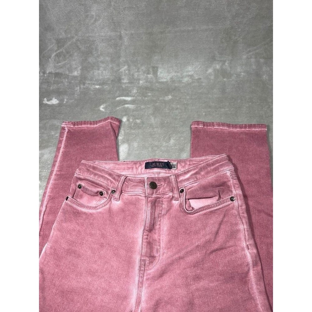 Ralph Lauren Straight Ankle Jean Women Size 2 Pink High Rise Slim